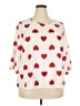 Emery Rose Hearts Ivory 3/4 Sleeve Blouse Size 2X - photo 1