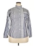 Emery Rose Stripes Blue 3/4 Sleeve Button-Down Shirt Size 0X (estimated) - photo 1
