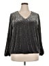 JM Collection Silver Long Sleeve Blouse Size 2X - photo 1