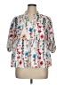 Unbranded 100% Polyester Floral Ivory 3/4 Sleeve Blouse Size 0X - photo 1