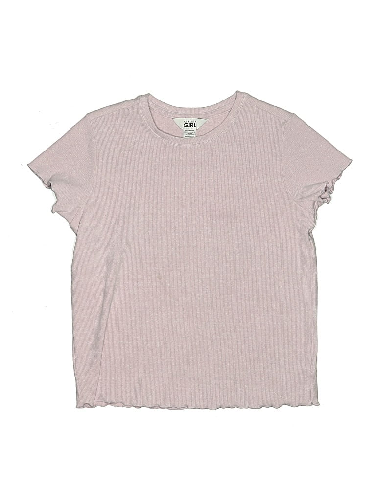 Pre-owned Athleta Girl Kids' Short Sleeve Top Pink Crew Neck Tops