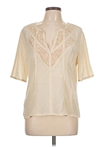 BCBGMAXAZRIA Short Sleeve Silk Top (view 1)