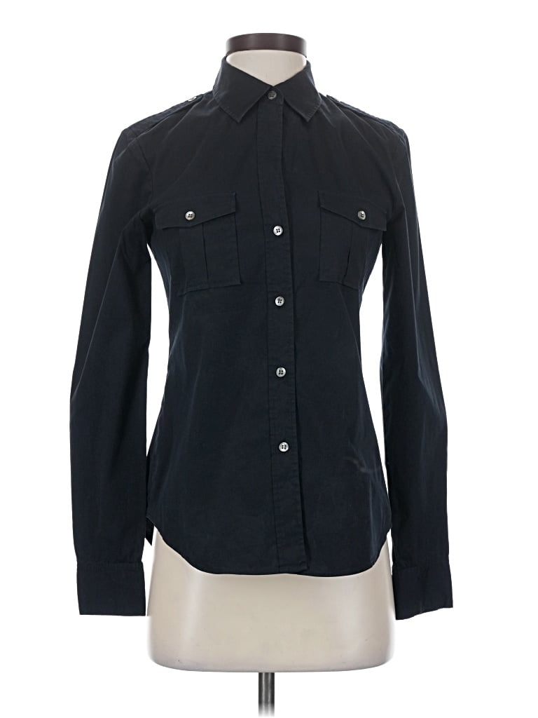 Pre-owned Theory Long Sleeve Button Down Shirt In Black