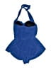 Aqua Green Solid Blue One Piece Swimsuit Size XXS (estimated) - photo 2