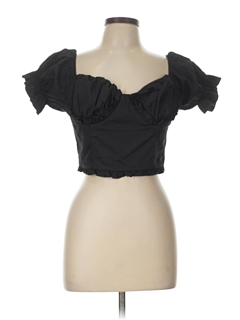 Pre-owned Mable Short Sleeve Top Black Sweetheart Neckline Tops