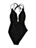 Sheshow Solid Black One Piece Swimsuit Size M - photo 1