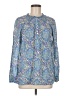 Talbots 100% Cotton Print Multi Color Blue Long Sleeve Blouse Size M - photo 1
