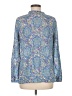 Talbots 100% Cotton Print Multi Color Blue Long Sleeve Blouse Size M - photo 2