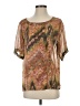 Burning Torch 100% Silk Brown Short Sleeve Silk Top Size XS - photo 1