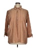 Liz & Co. 100% Cotton Stripes Brown 3/4 Sleeve Button-Down Shirt Size XL - photo 1