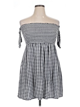 strapless open back dress Kenzie Black Geometric One Shoulder Ruched Dress main image 1