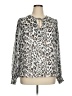 Haver 100% Polyester Animal Print Silver Long Sleeve Blouse Size XL - photo 1