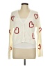 No Comment 100% Acrylic Hearts Ivory Cardigan Size L - photo 1