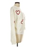 No Comment 100% Acrylic Hearts Ivory Cardigan Size L - photo 4