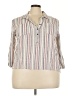 En Creme 100% Viscose Stripes Ivory 3/4 Sleeve Button-Down Shirt Size 3X - photo 1