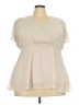 Torrid 100% Polyester Ivory Tan Short Sleeve Blouse Size 2X Plus (2) - photo 1