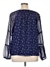 Ann Taylor LOFT 100% Polyester Floral Blue 3/4 Sleeve Blouse Size XL - photo 2
