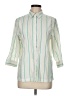 Unbranded 100% Cotton Stripes Ivory 3/4 Sleeve Button-Down Shirt Size M (estimated) - photo 1
