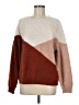Pink Lily Color Block Brown Pullover Sweater Size M - photo 1