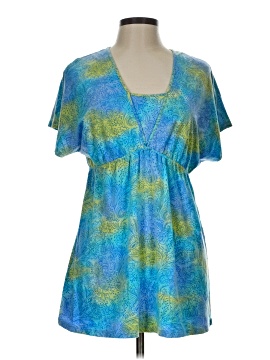 blue ginger dresses Kenny Dana Ginger Jars Upf50 Split Neck Dress - White Blue main image 1