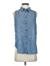 Elizabeth and James Blue Sleeveless Button-Down Shirt Size S - photo 1