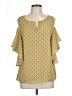 Max Studio 100% Polyester Yellow 3/4 Sleeve Blouse Size L - photo 1