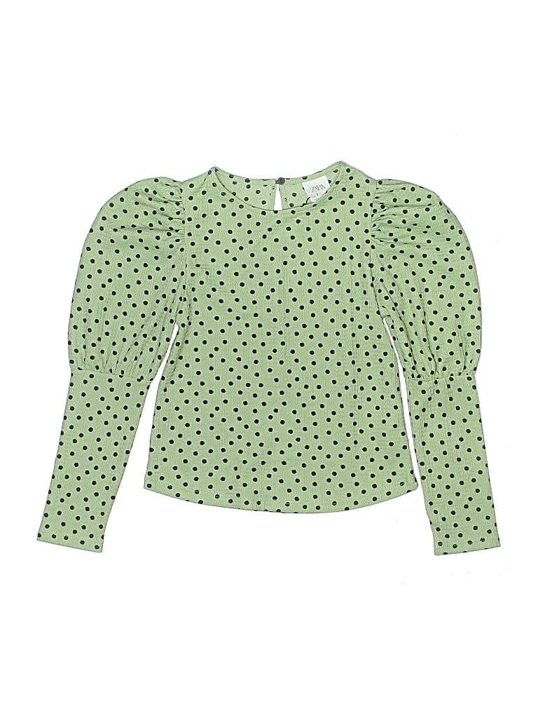 Pre-owned Zara Kids' Long Sleeve Blouse In Green