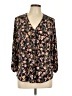 TWO by Vince Camuto Floral Black 3/4 Sleeve Blouse Size L - photo 1