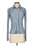 Glamorous 100% Polyester Houndstooth Blue Long Sleeve Blouse Size 2 - photo 1
