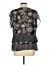 CAbi 100% Polyester Floral Multi Color Black Short Sleeve Blouse Size L - photo 2