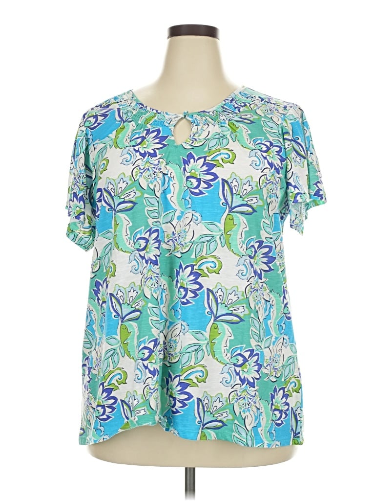 Pre-owned Juniper + Lime Short Sleeve Blouse In Blue