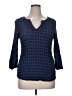Lavender Brown 100% Rayon Polka Dots Blue 3/4 Sleeve Blouse Size XL - photo 1