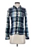 SO 100% Rayon Plaid Blue Long Sleeve Button-Down Shirt Size S - photo 1