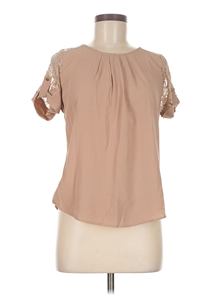 Pre-owned Iris Short Sleeve Blouse In Tan
