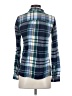 SO 100% Rayon Plaid Blue Long Sleeve Button-Down Shirt Size S - photo 2