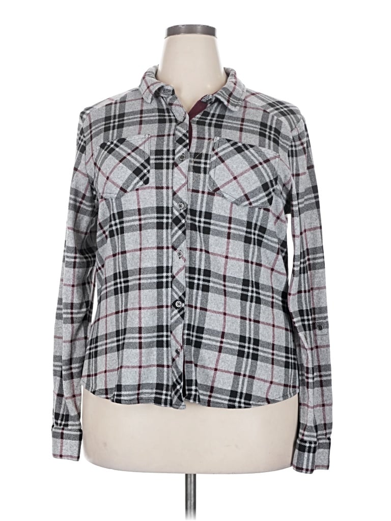 Pre-owned Vanity Long Sleeve Blouse In Gray