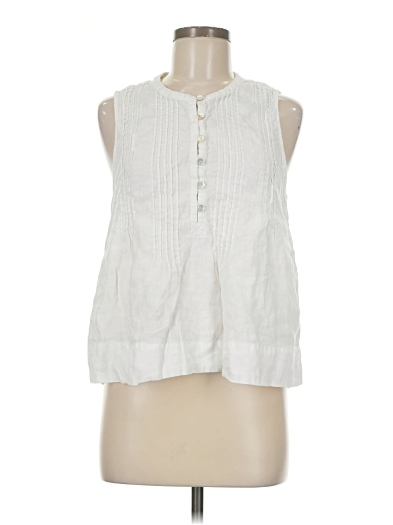 Pre-owned Faherty Sleeveless Blouse In White