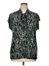 Anne Klein Animal Print Teal Short Sleeve Blouse Size XL (estimated) - photo 1