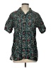 Unbranded Print Teal Short Sleeve Button-Down Shirt Size L (estimated) - photo 1