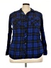 Torrid 100% Rayon Plaid Blue Long Sleeve Button-Down Shirt Size 3X Plus (3) - photo 1