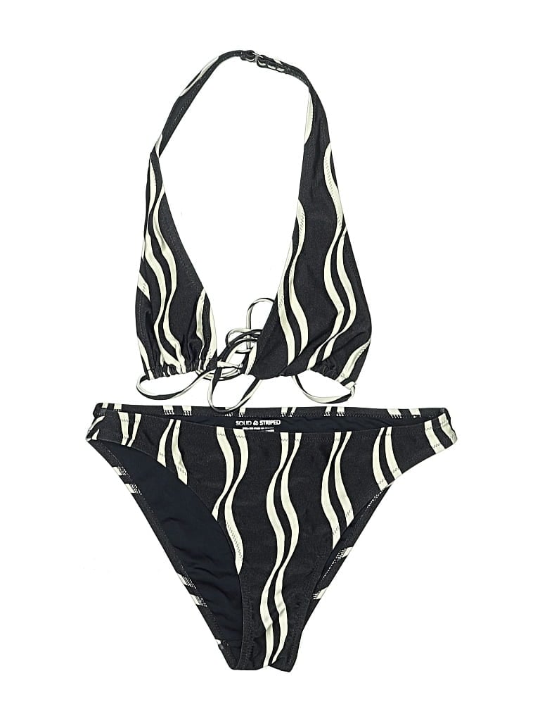 Pre-owned Solid & Striped Two Piece Swimsuit In Black