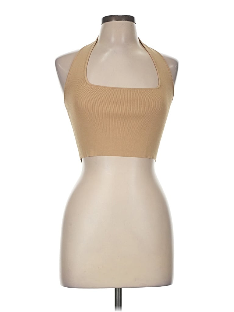 Pre-owned The Drop Tank Top Tan Halter Neckline Tops