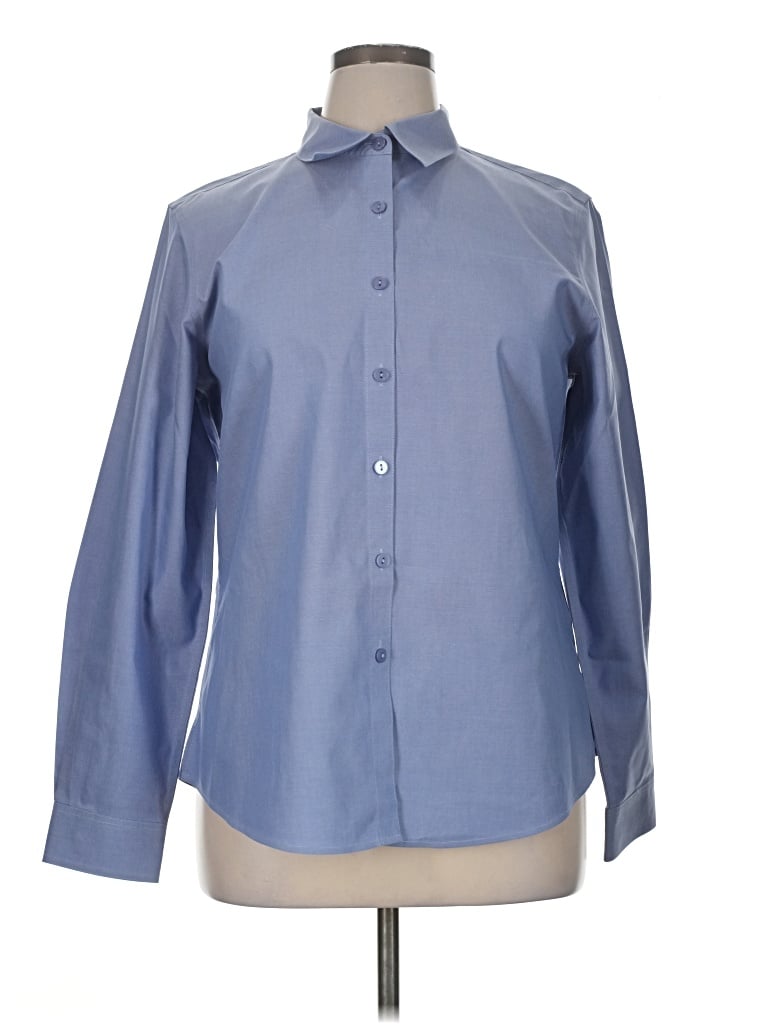 Pre-owned Foxcroft Long Sleeve Button Down Shirt In Blue