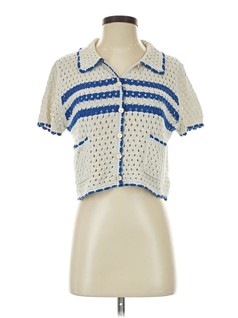 Pre-owned Peach Short Sleeve Blouse In White