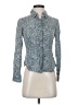 Alfani 100% Silk Animal Print Blue Long Sleeve Silk Top Size 4 - photo 1