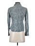 Alfani 100% Silk Animal Print Blue Long Sleeve Silk Top Size 4 - photo 2