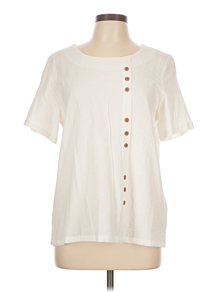 Pre-owned Unbranded Short Sleeve Blouse In White