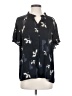 T Tahari 100% Polyester Floral Black Blue Short Sleeve Blouse Size S (estimated) - photo 1