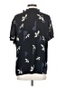 T Tahari 100% Polyester Floral Black Blue Short Sleeve Blouse Size S (estimated) - photo 2