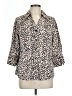 Alfani Animal Print Tan 3/4 Sleeve Button-Down Shirt Size L (estimated) - photo 1